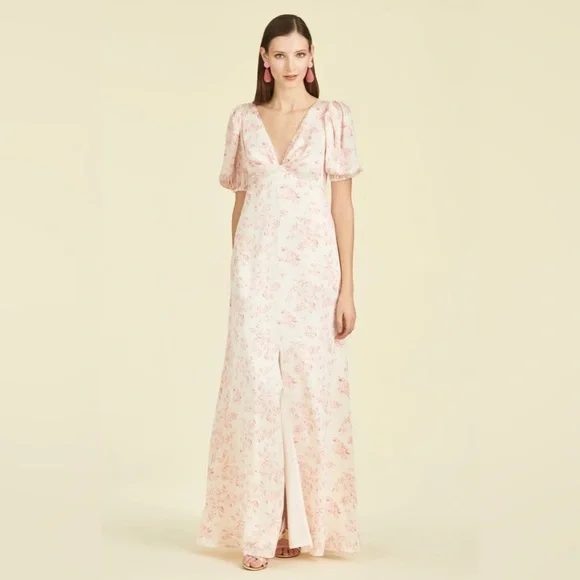 sachin and babi pink floral dress Diana Floral Tie Neck Gown